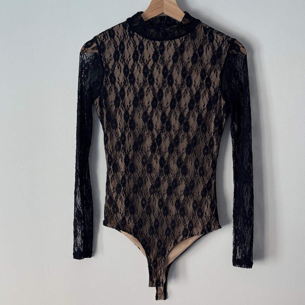 Black & Tan Lace Bodysuit